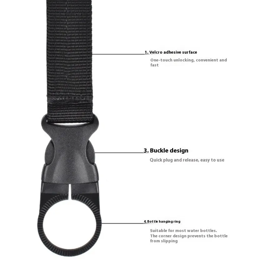 Outdoor Tactics nylon water bottle hanging buckle webbing strip in black colour