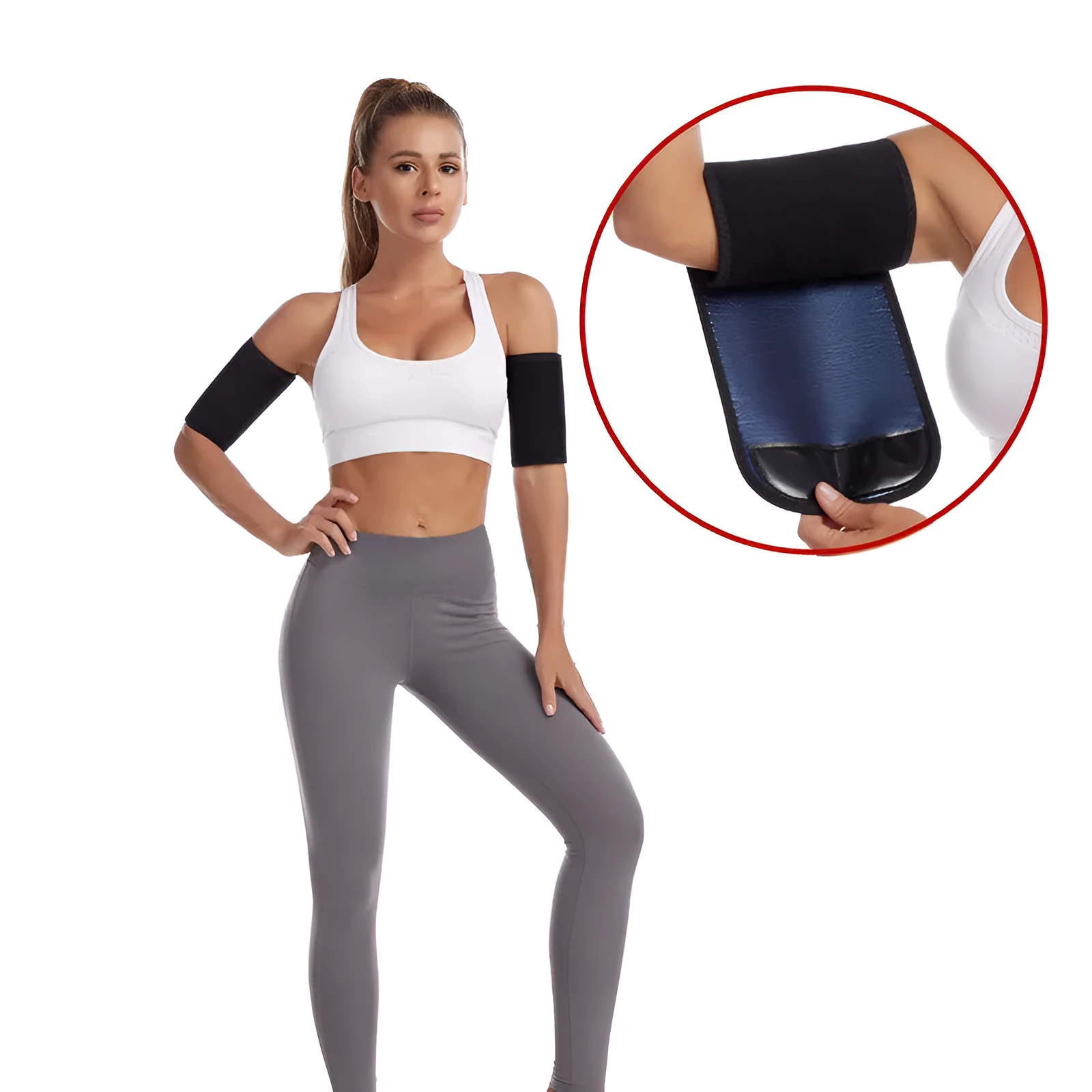 Polyester cotton sweat armband in black silver for running and fitness