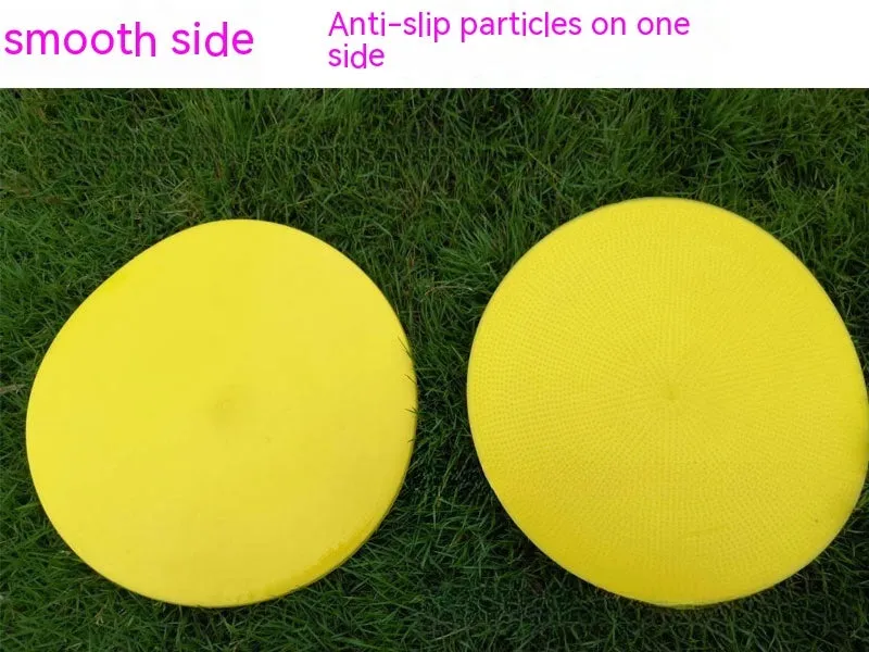 Soft circular football training target pad in bright colours measuring 23cm across