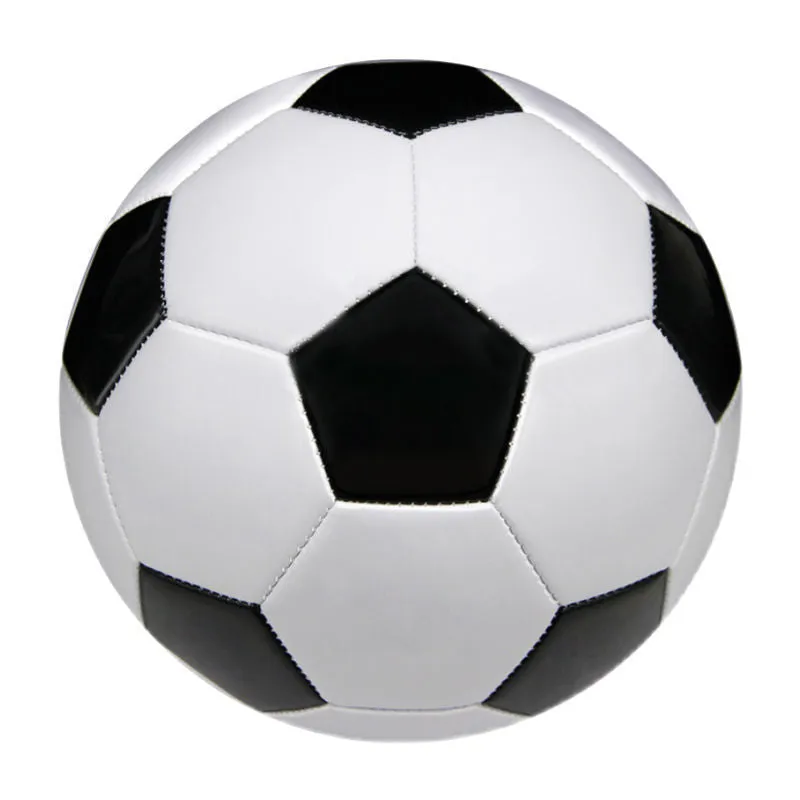 PVC machine-seam football in multiple sizes and colours including Tornado Blue, Black And White, and Red Dragon Roll designs.