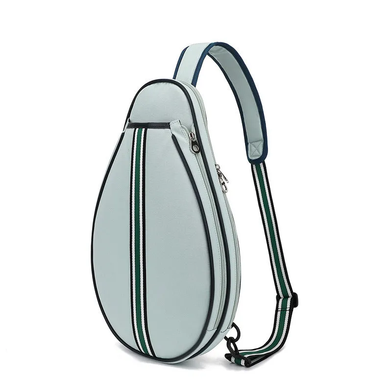 Waterproof badminton backpack in beige with one-shoulder strap and Oxford cloth construction