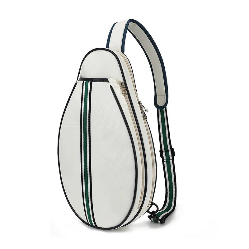 Waterproof badminton backpack in beige with one-shoulder strap and Oxford cloth construction