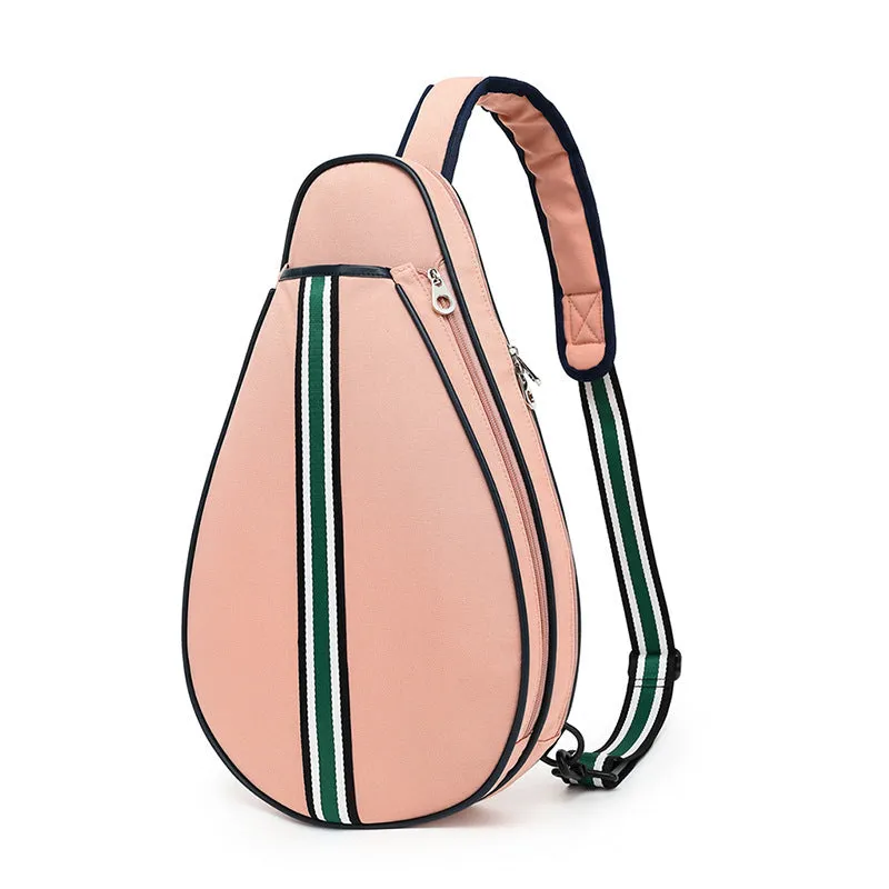 Waterproof badminton backpack in beige with one-shoulder strap and Oxford cloth construction