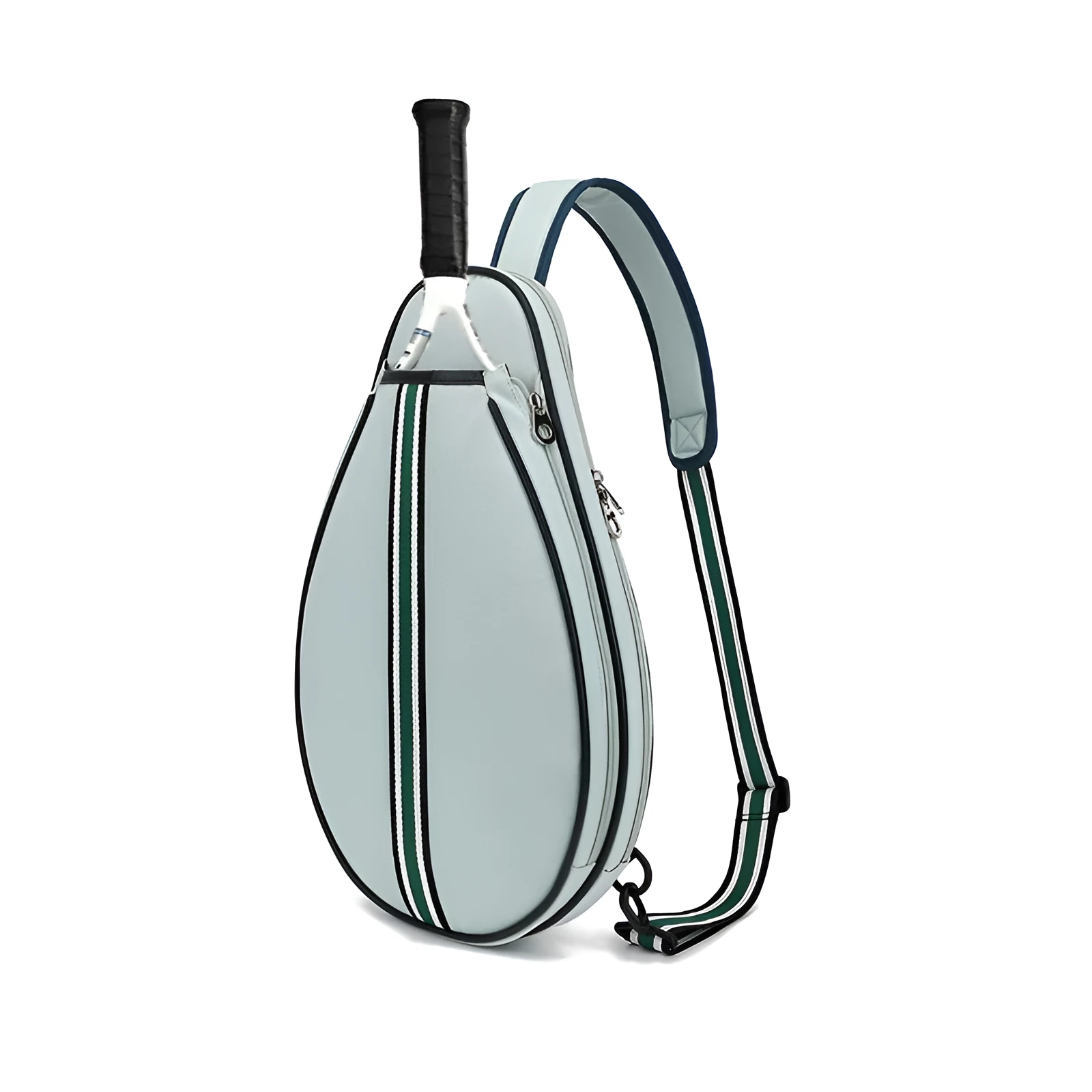 Waterproof badminton backpack in beige with one-shoulder strap and Oxford cloth construction
