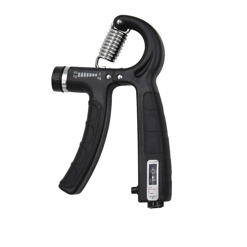 Adjustable hand-muscle developer spring grip in black for professional finger strength training