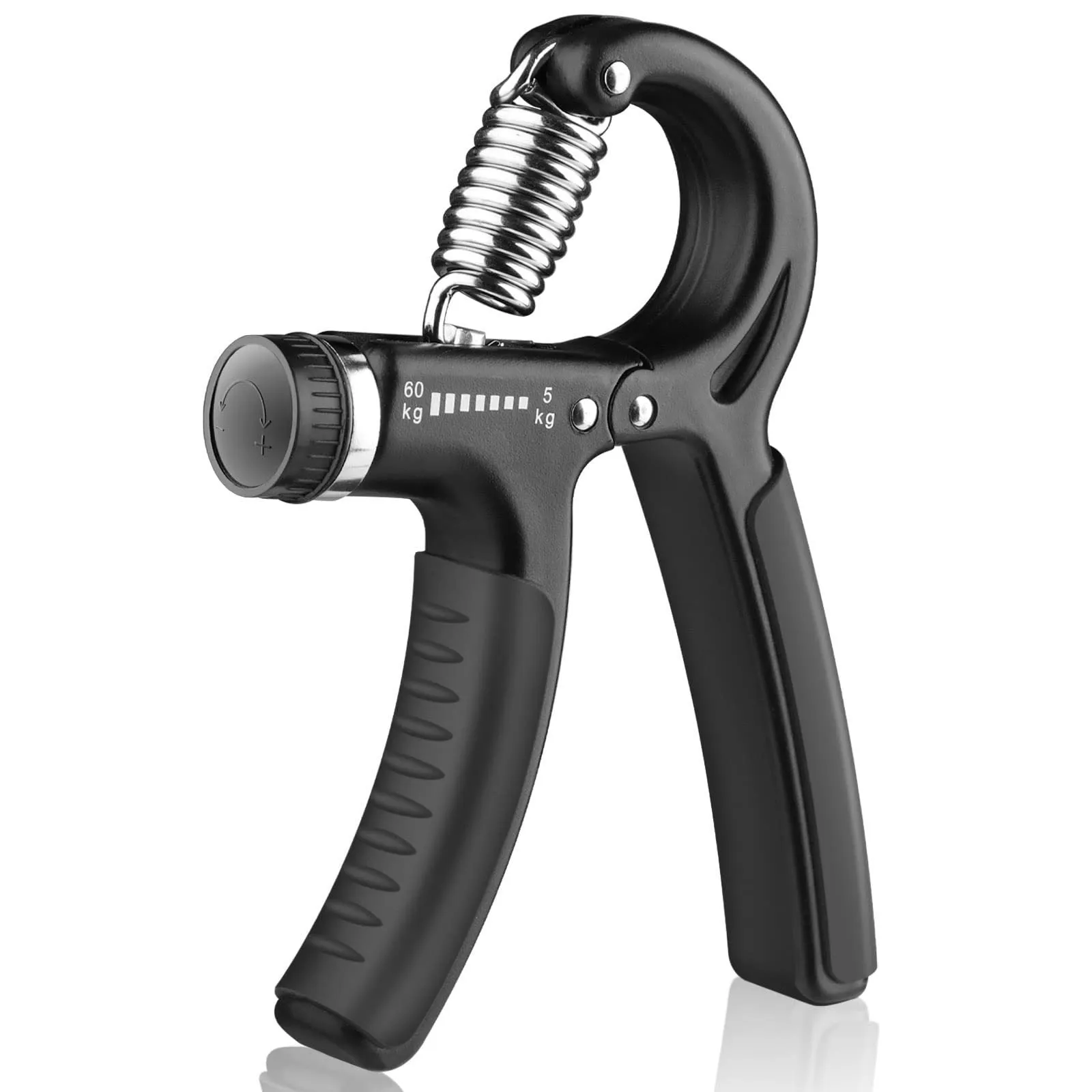 Adjustable hand-muscle developer spring grip in black for professional finger strength training