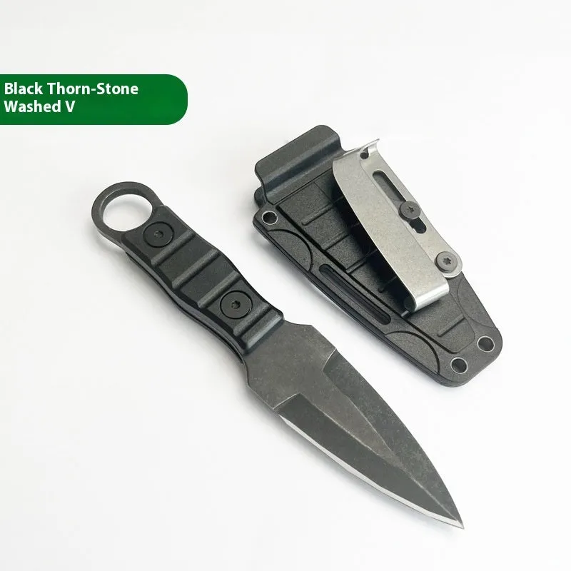 Outdoor camping portable high hardness stainless steel straight knife with black finish
