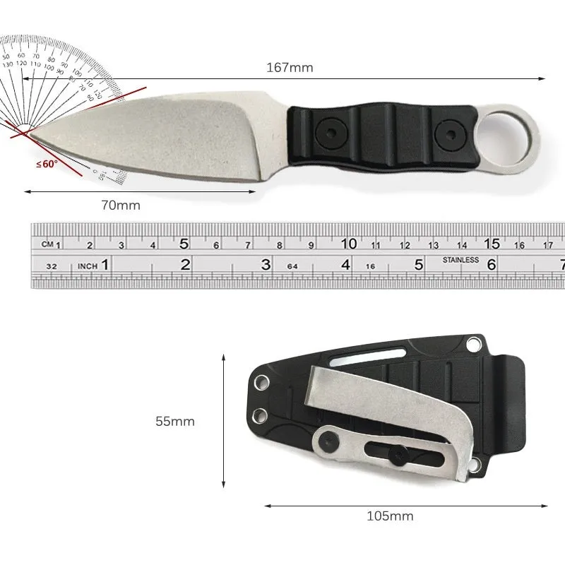 Outdoor camping portable high hardness stainless steel straight knife with black finish