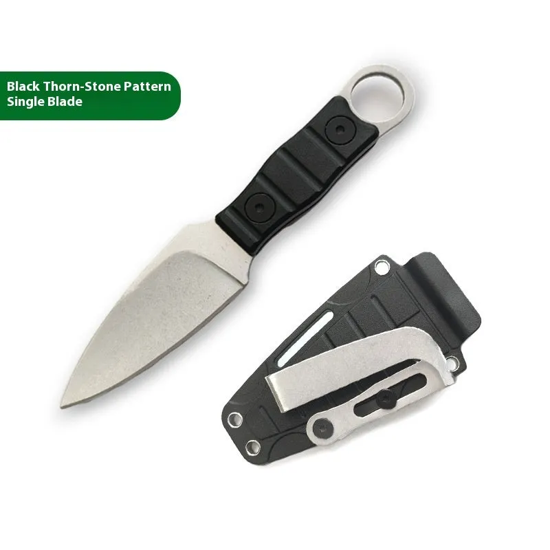 Outdoor camping portable high hardness stainless steel straight knife with black finish
