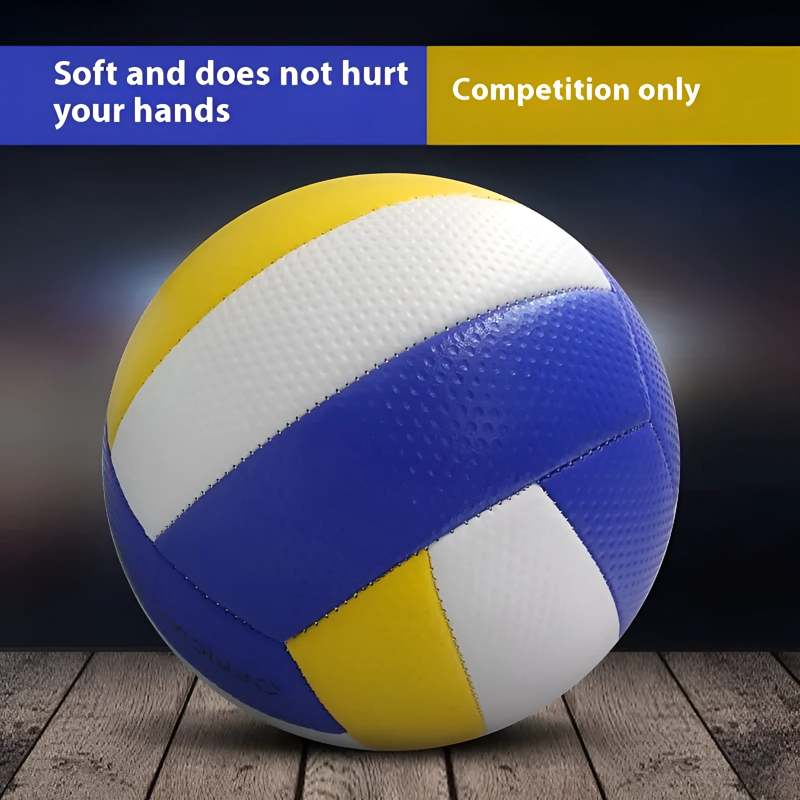 No 5 PVC machine seam volleyball in blue white yellow colours for senior high school exam match