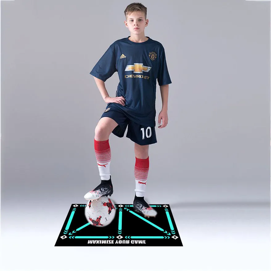 Black football training mat measuring 60cm by 90cm with non-slip surface