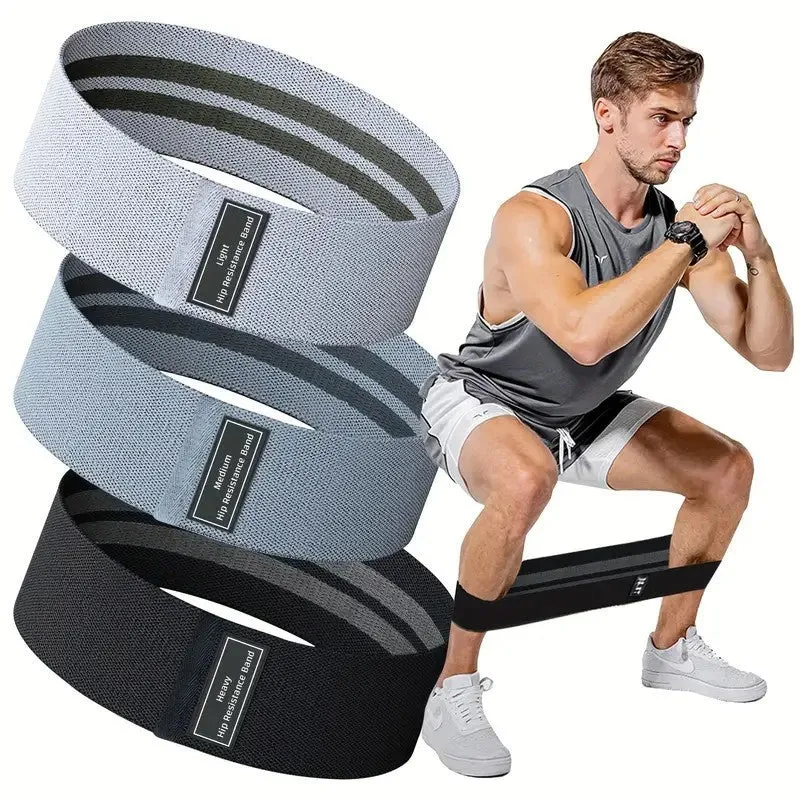 Nylon cloth resistance band for hip and leg exercises in light gray with cloth bag for storage