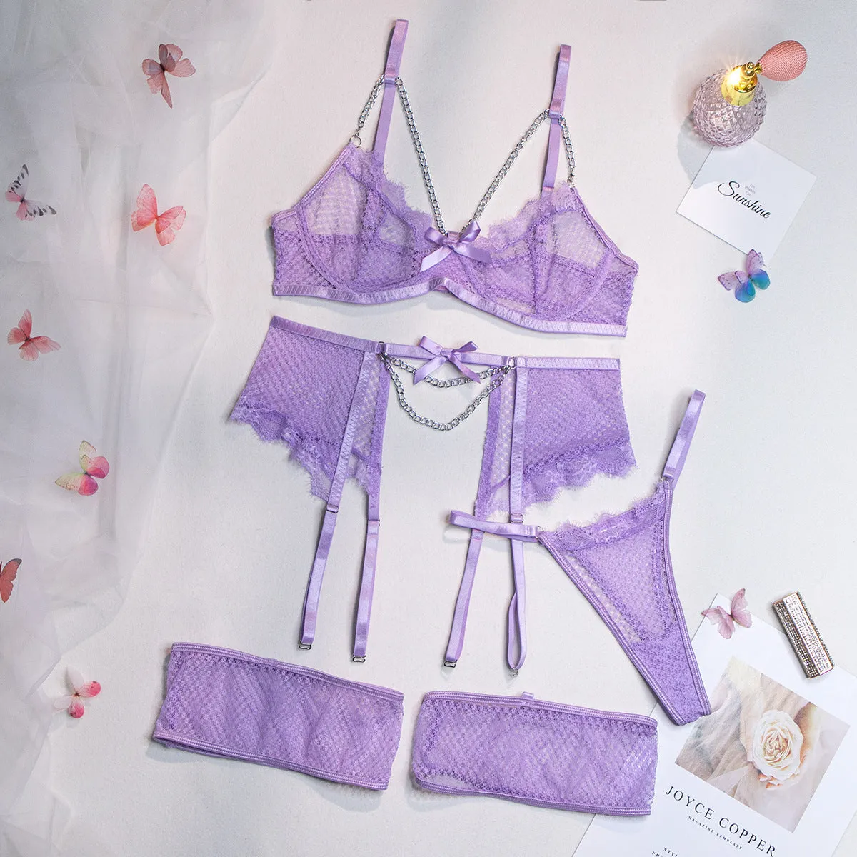 Women's low cut underwear set in six colours black Rose Red light pink light purple fluorescent green orange size S to XXXL polyester fibre