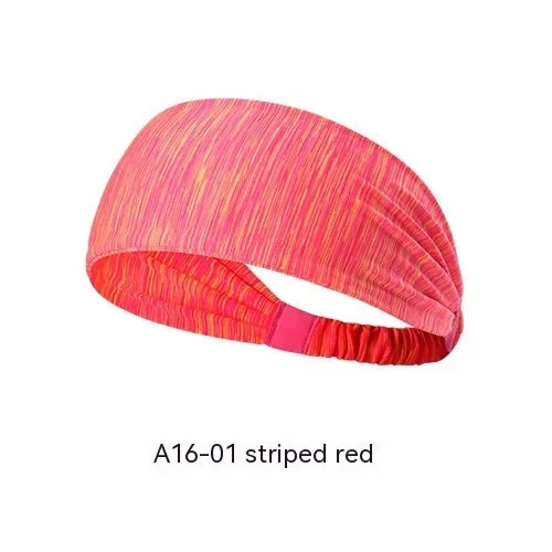 Quick-drying antiperspirant yoga hair band for women in striped red, made from polyester fiber