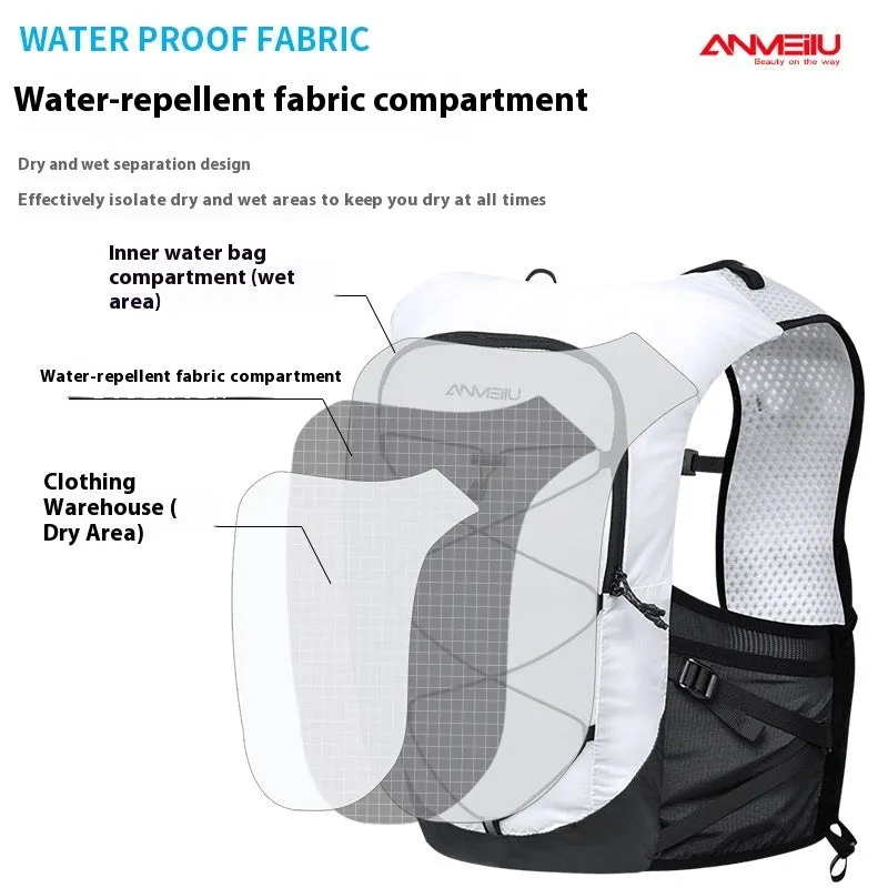 Outdoor cross-country climbing water bag package 5L nylon backpack in black size M without bladder