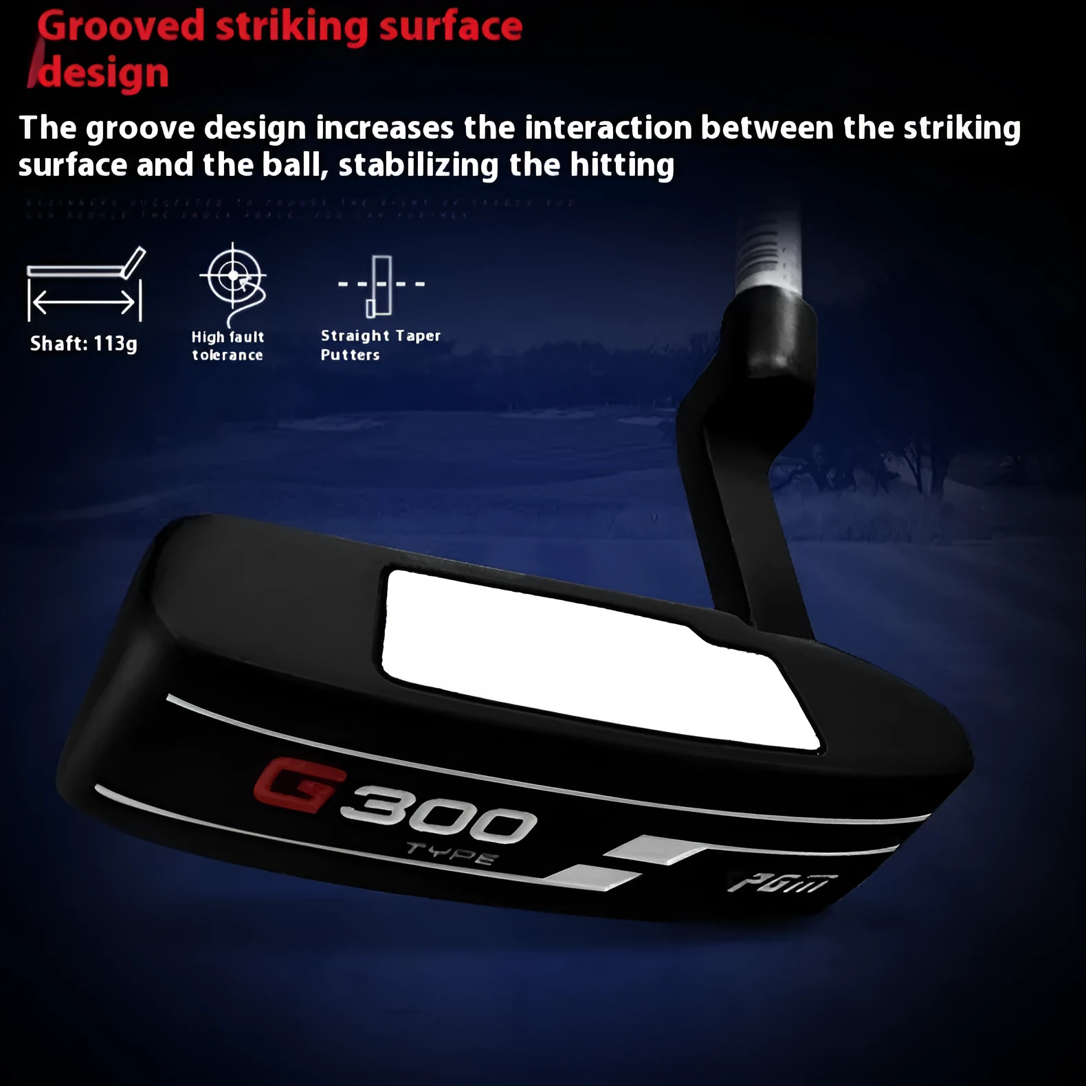 Men's beginner putter TUG025 black blue two-section push rod 939.8mm length on putting green