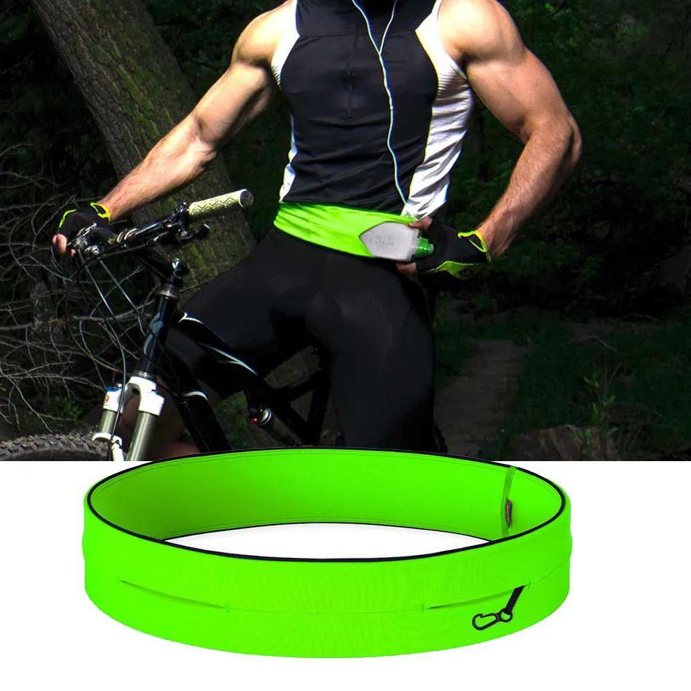 Adjustable spandex sports belt in black with ergonomic design for running and cycling