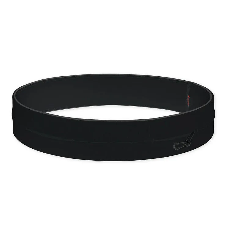 Adjustable spandex sports belt in black with ergonomic design for running and cycling