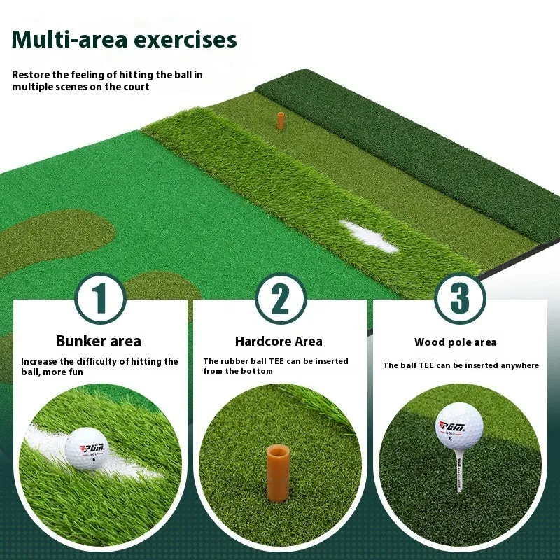PGM multifunctional golf practice mat with plastic surface, available in 1x1.5m or 1.2x1.5m sizes