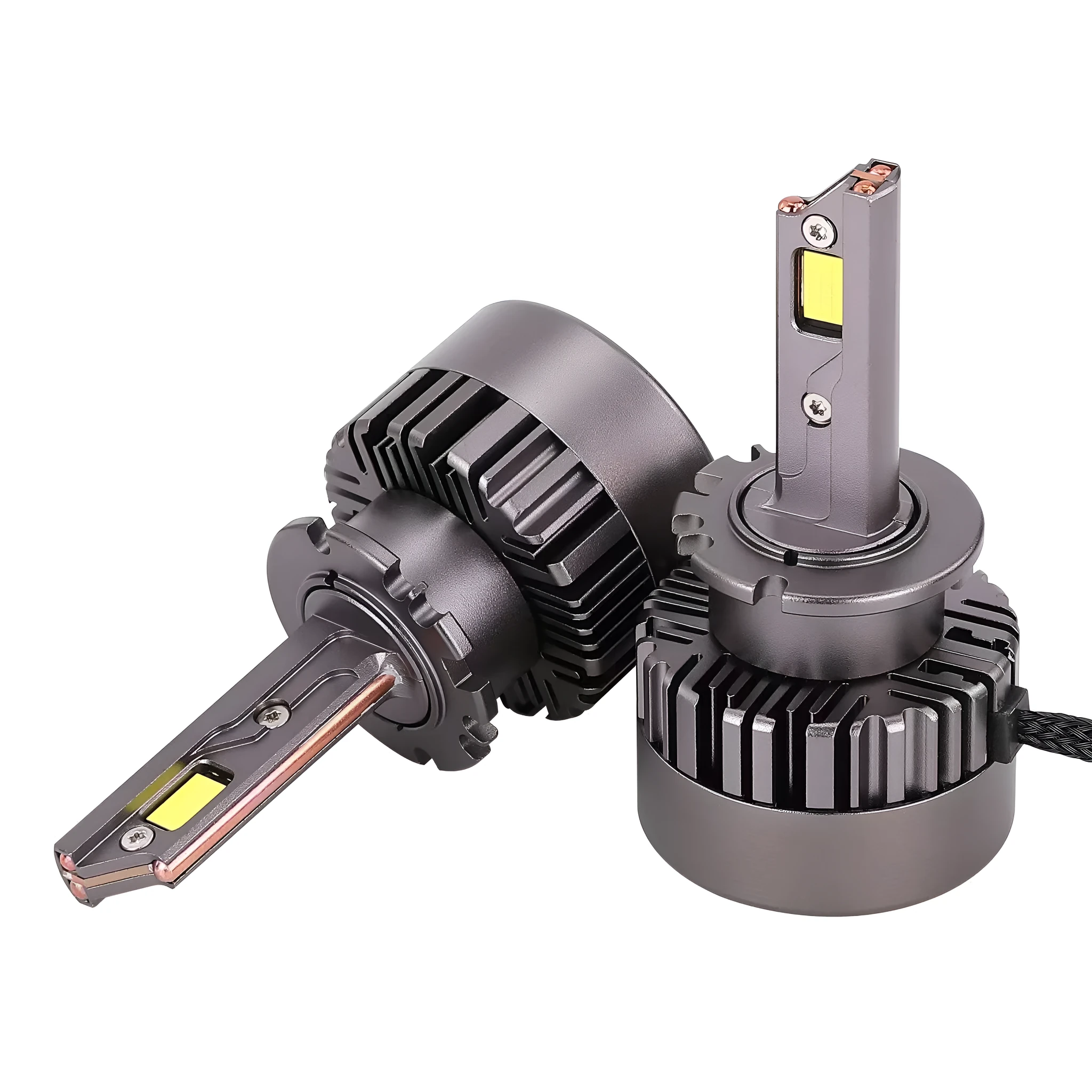 D Series LED car headlight bulb with double-sided beads and copper tubes for 12V vehicles