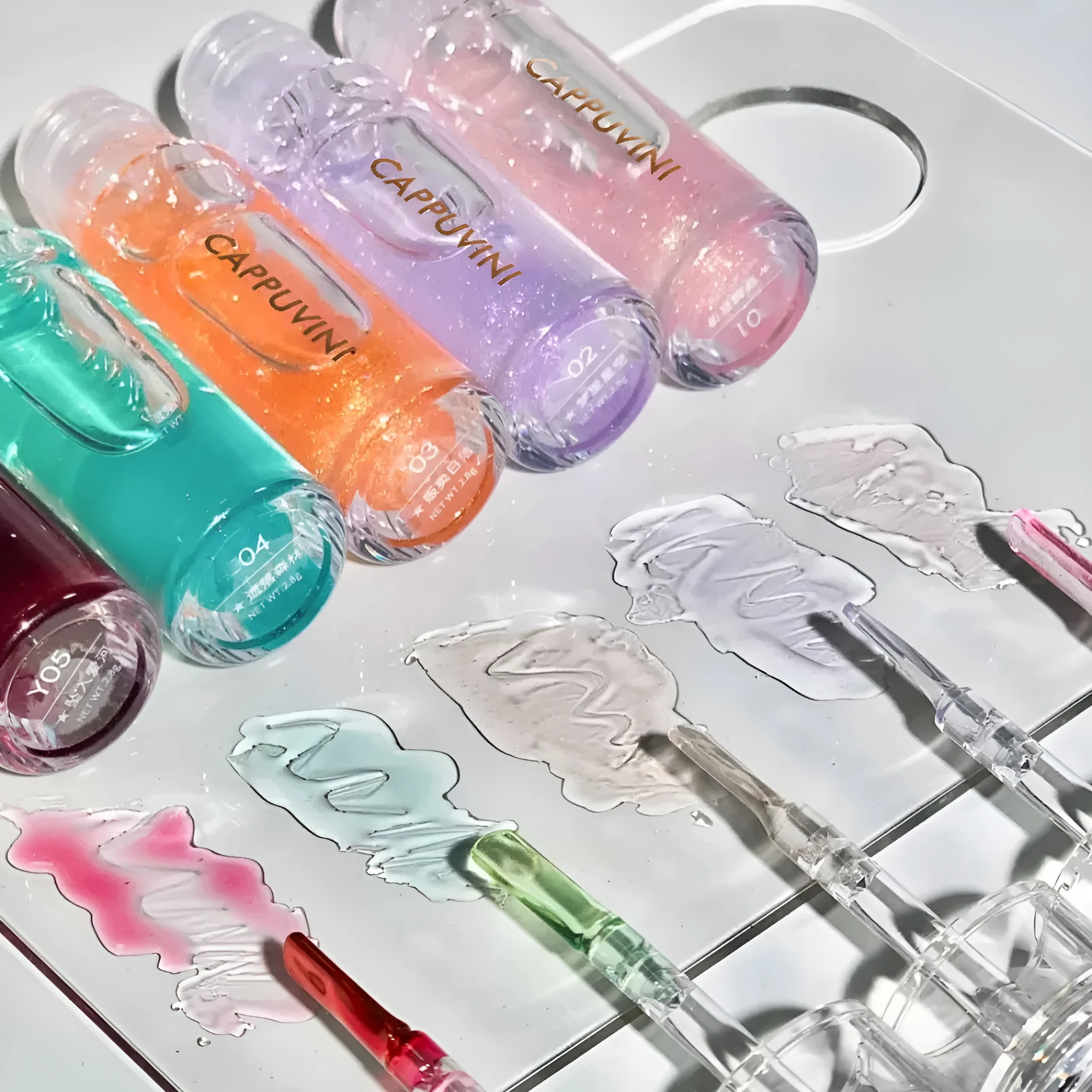 Water light transparent lip gloss in 5 shades with non-sticky moisturising formula