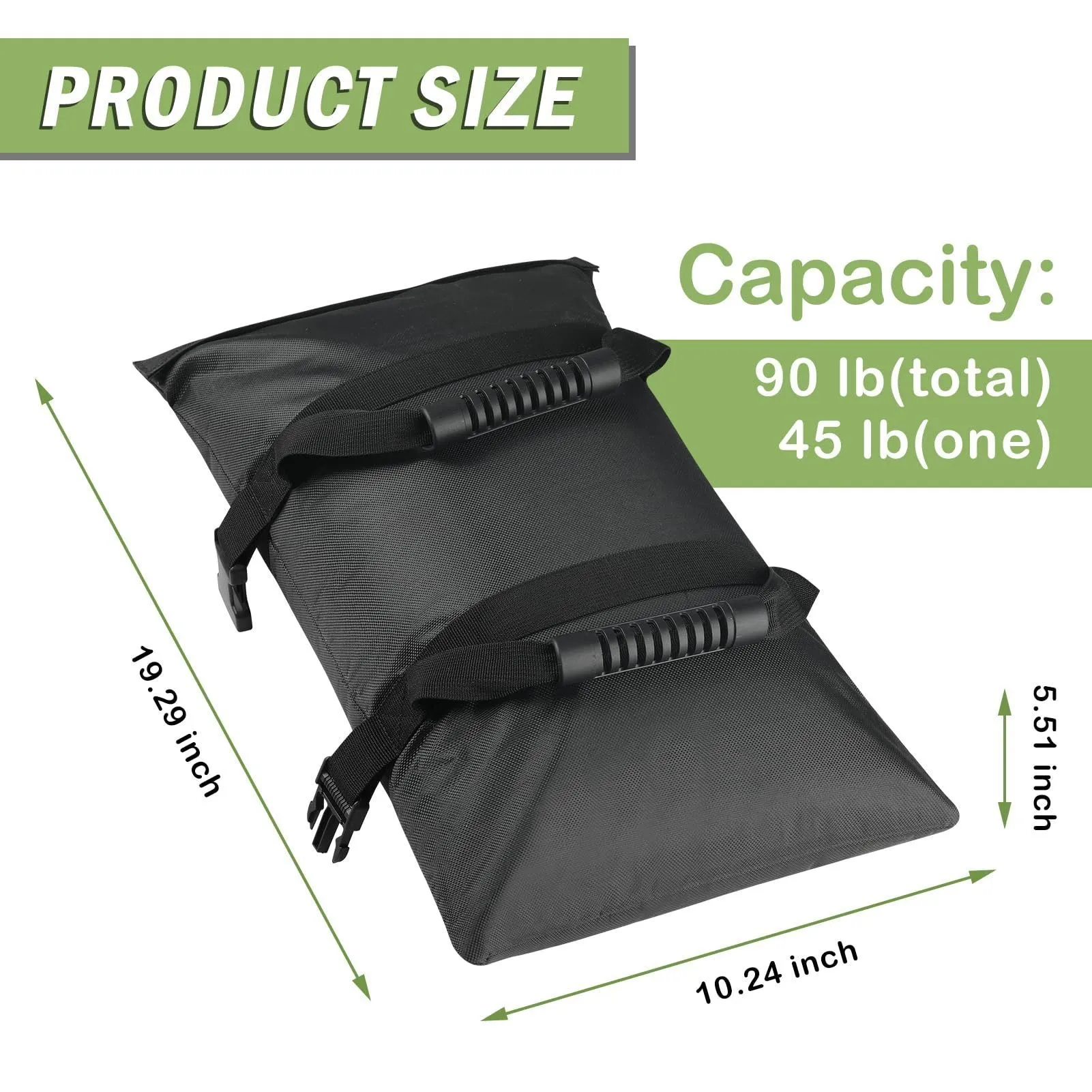 Black Oxford cloth cube-style refillable counterweight sandbag for outdoor cantilever umbrella, large size 65x26cm