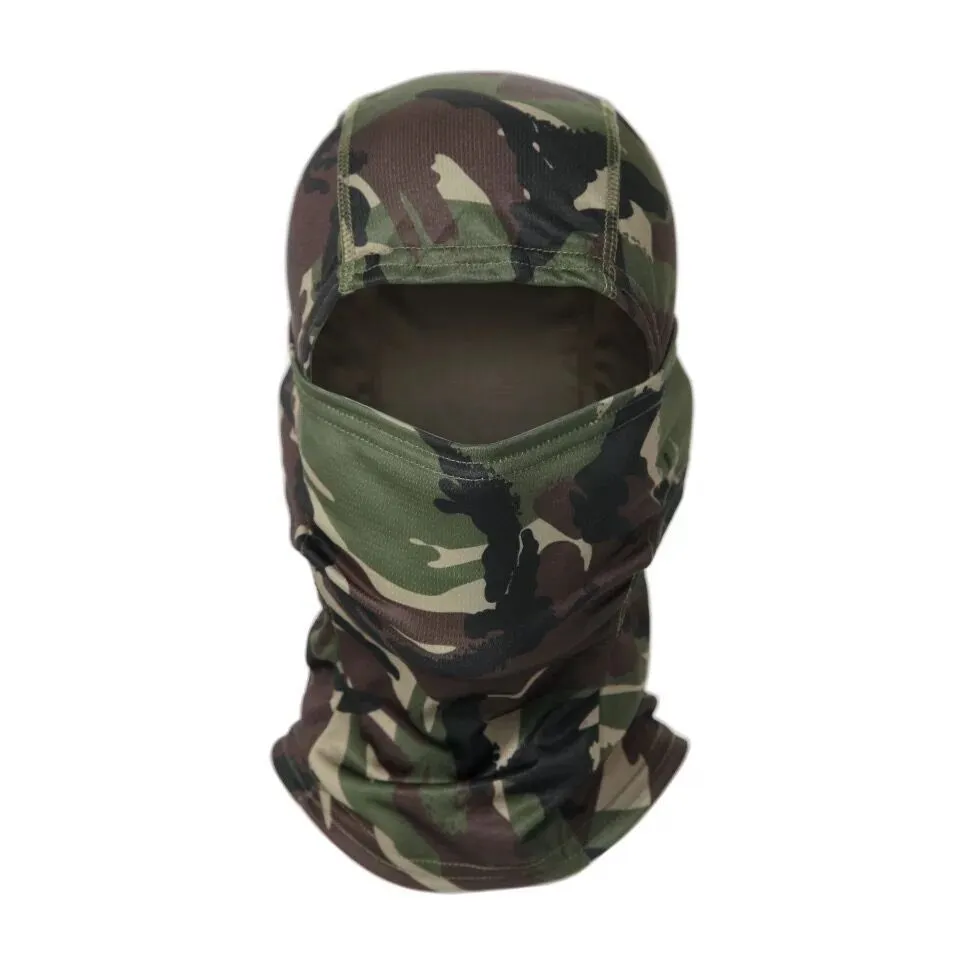 Tactical camouflage balaclava full face scarf mask in spandex/lycra with moisture wicking headband, multiple patterns available