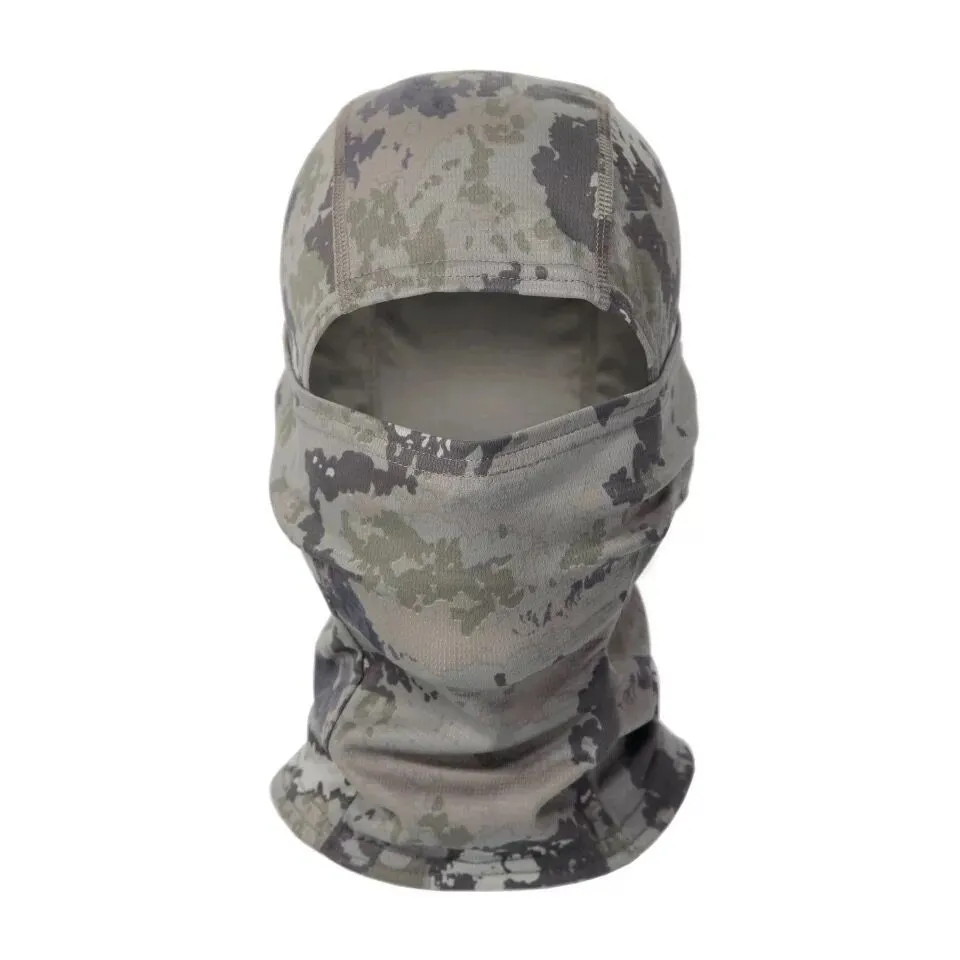 Tactical camouflage balaclava full face scarf mask in spandex/lycra with moisture wicking headband, multiple patterns available