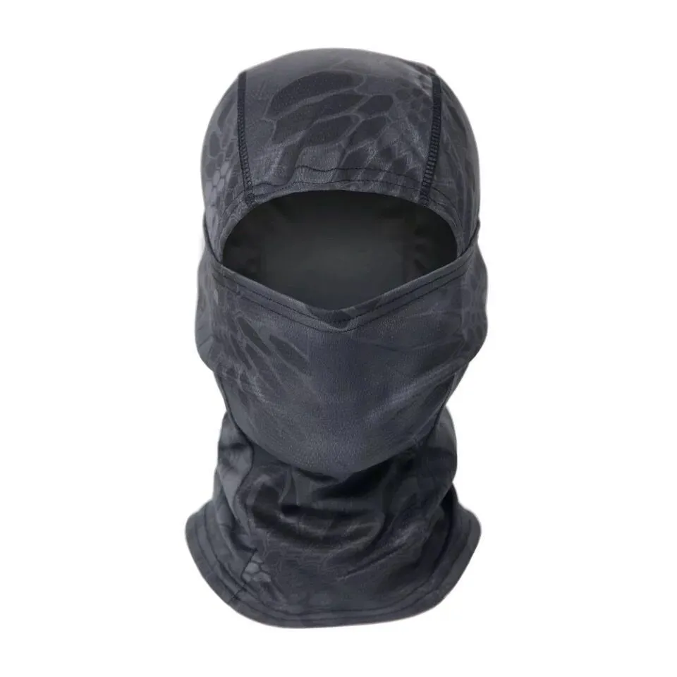 Tactical camouflage balaclava full face scarf mask in spandex/lycra with moisture wicking headband, multiple patterns available