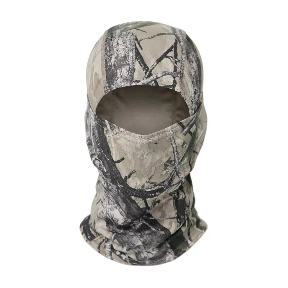 Tactical camouflage balaclava full face scarf mask in spandex/lycra with moisture wicking headband, multiple patterns available