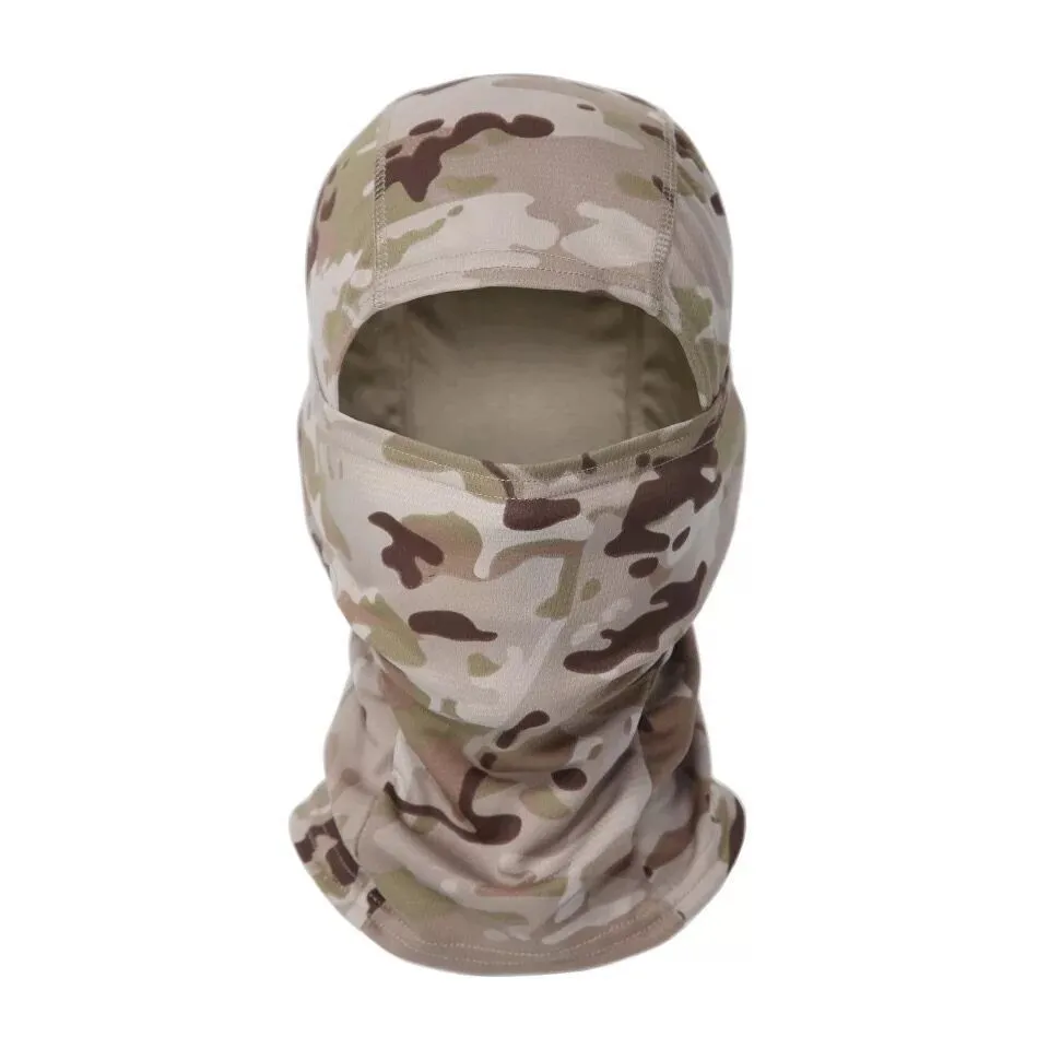 Tactical camouflage balaclava full face scarf mask in spandex/lycra with moisture wicking headband, multiple patterns available