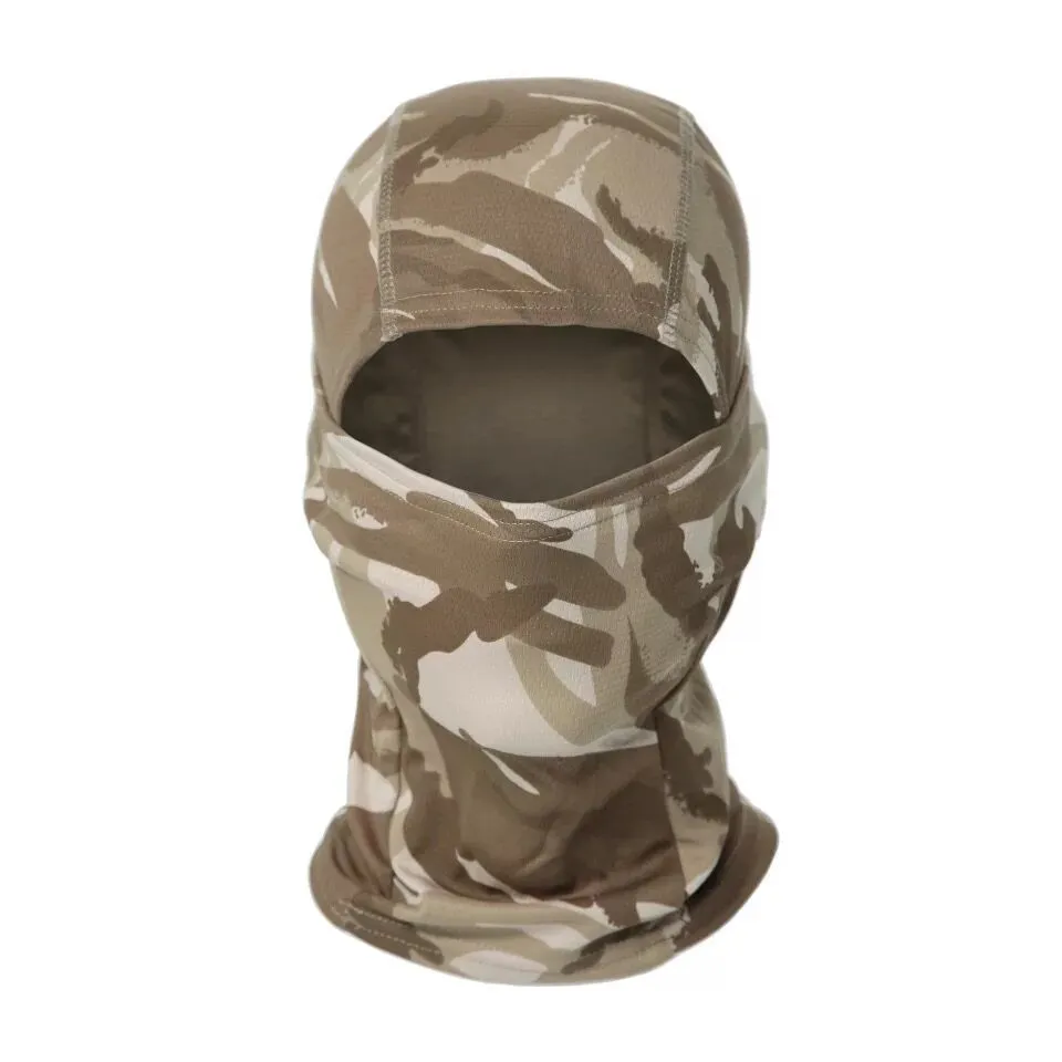 Tactical camouflage balaclava full face scarf mask in spandex/lycra with moisture wicking headband, multiple patterns available