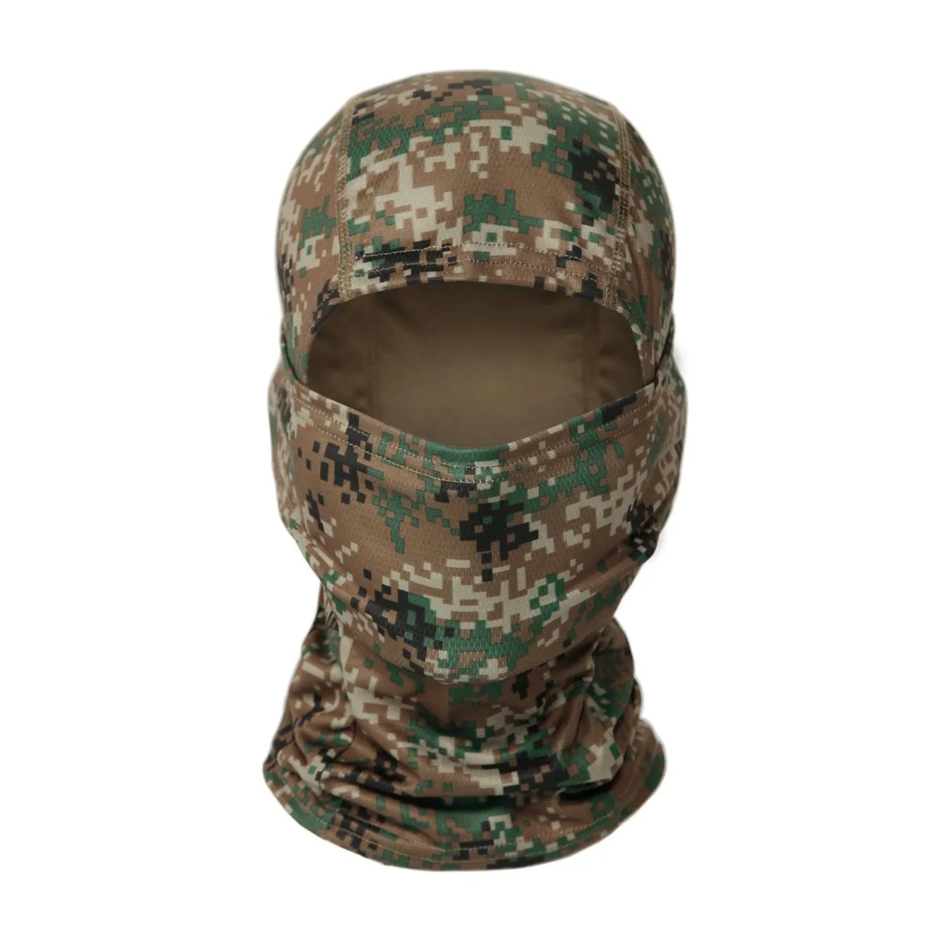 Tactical camouflage balaclava full face scarf mask in spandex/lycra with moisture wicking headband, multiple patterns available