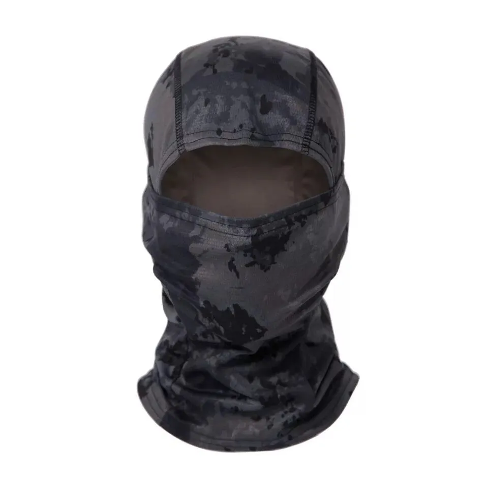 Tactical camouflage balaclava full face scarf mask in spandex/lycra with moisture wicking headband, multiple patterns available