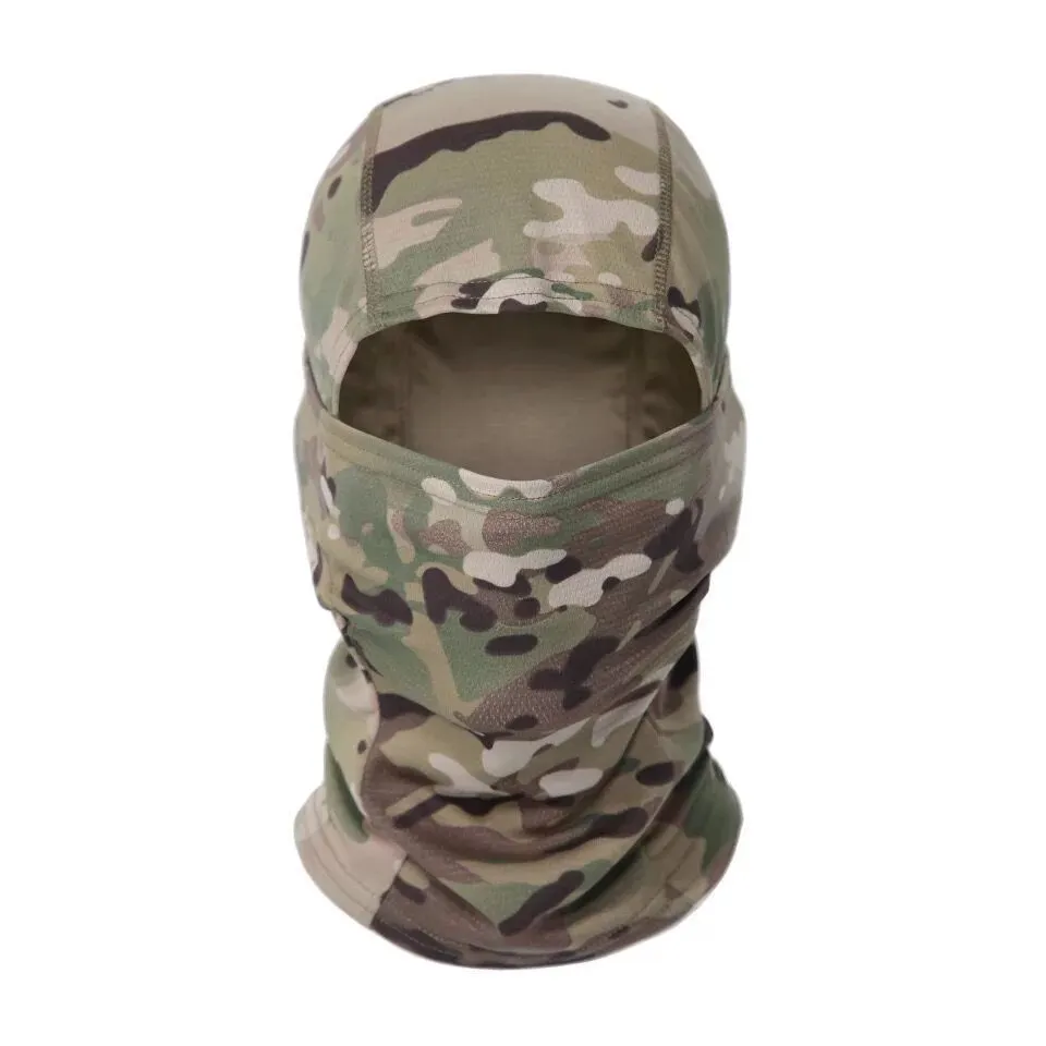 Tactical camouflage balaclava full face scarf mask in spandex/lycra with moisture wicking headband, multiple patterns available