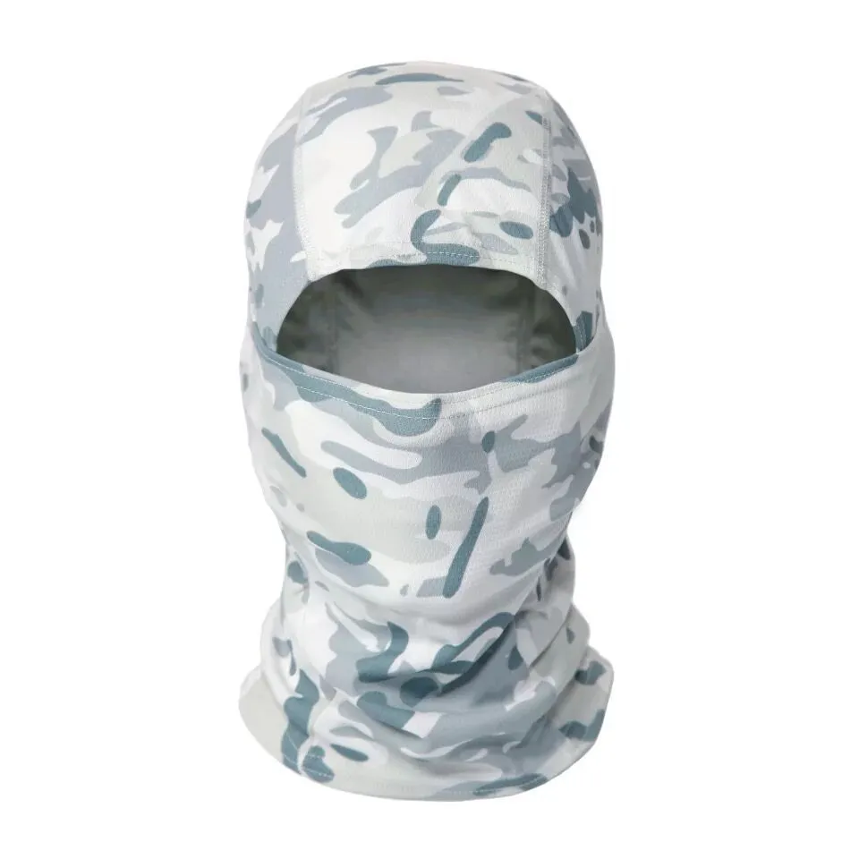 Tactical camouflage balaclava full face scarf mask in spandex/lycra with moisture wicking headband, multiple patterns available