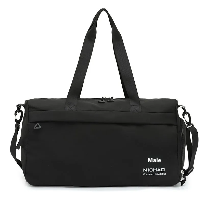 Fixed travel yoga bag in Oxford cloth, solid colour, with dry wet separation compartment and fixed mat strap.