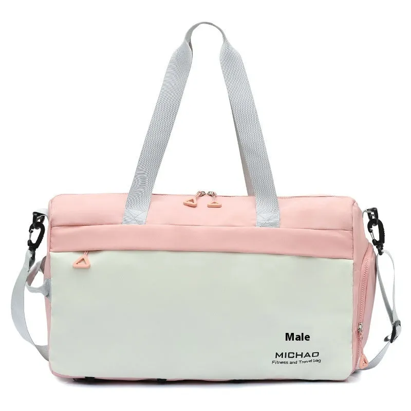 Fixed travel yoga bag in Oxford cloth, solid colour, with dry wet separation compartment and fixed mat strap.