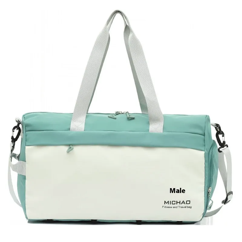 Fixed travel yoga bag in Oxford cloth, solid colour, with dry wet separation compartment and fixed mat strap.