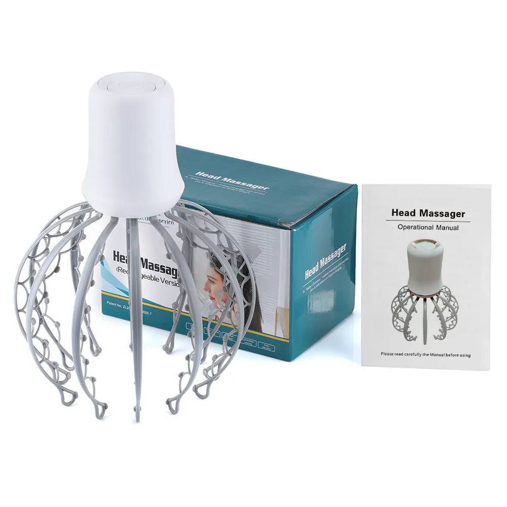 Octopus Electric Head Massage Tingler multi-claw scalp massager with TPE claws in black rechargeable variant