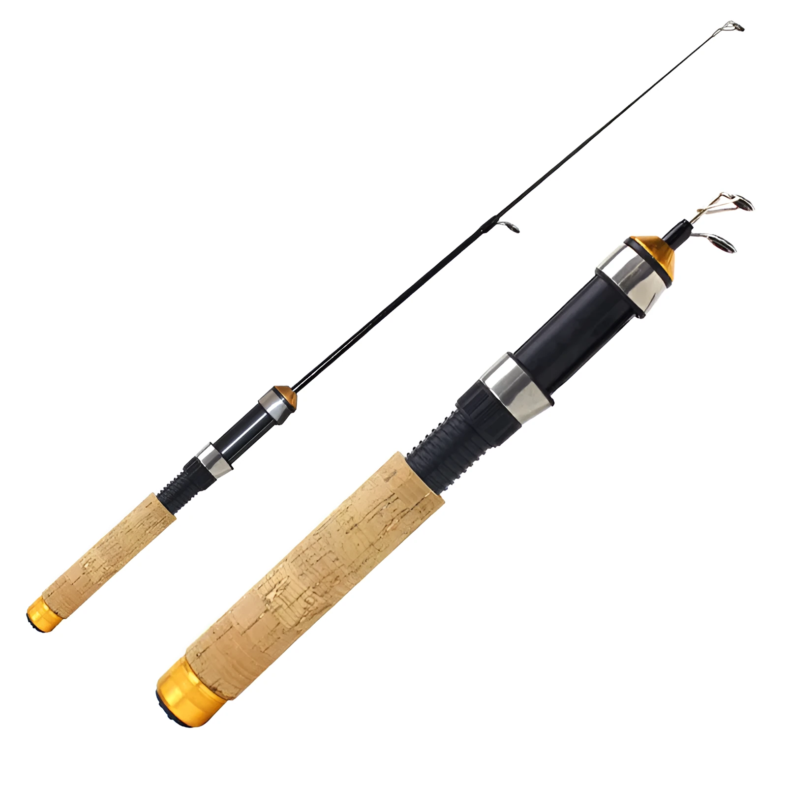 Ice fishing rod retractable 0.6 m carbon coated wood grain lifting pole