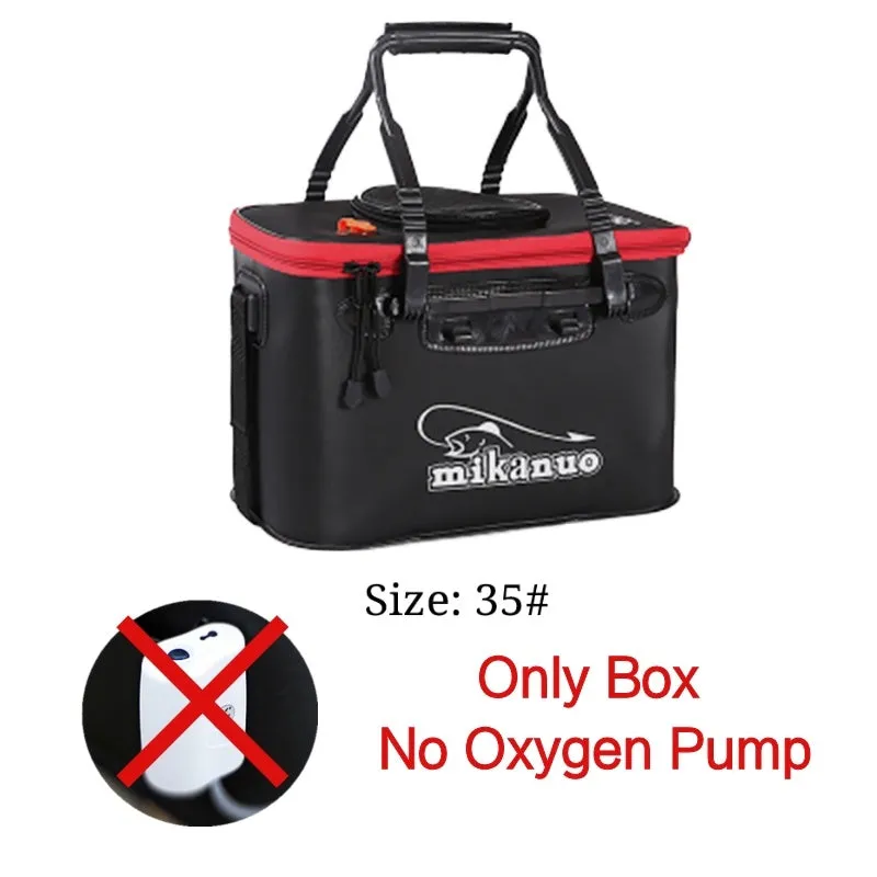 EVA portable fishing bag folding live fish box in black with thick nylon zipper
