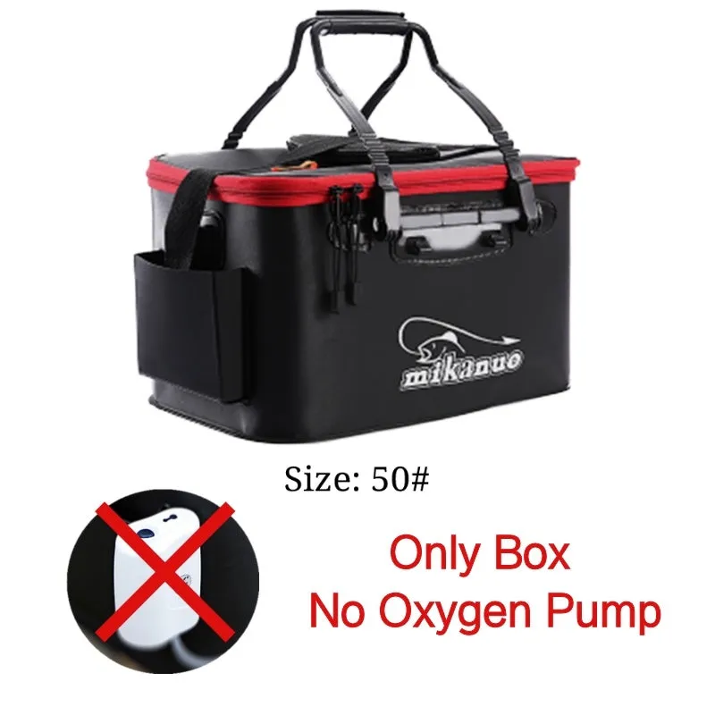 EVA portable fishing bag folding live fish box in black with thick nylon zipper