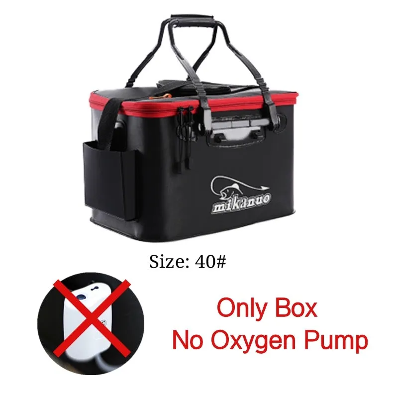 EVA portable fishing bag folding live fish box in black with thick nylon zipper