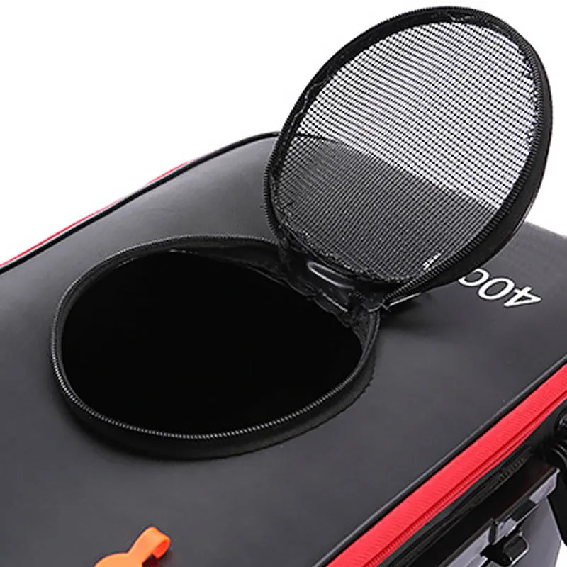EVA portable fishing bag folding live fish box in black with thick nylon zipper