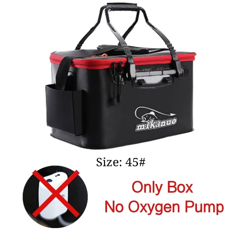 EVA portable fishing bag folding live fish box in black with thick nylon zipper