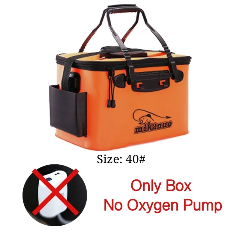 EVA portable fishing bag folding live fish box in black with thick nylon zipper