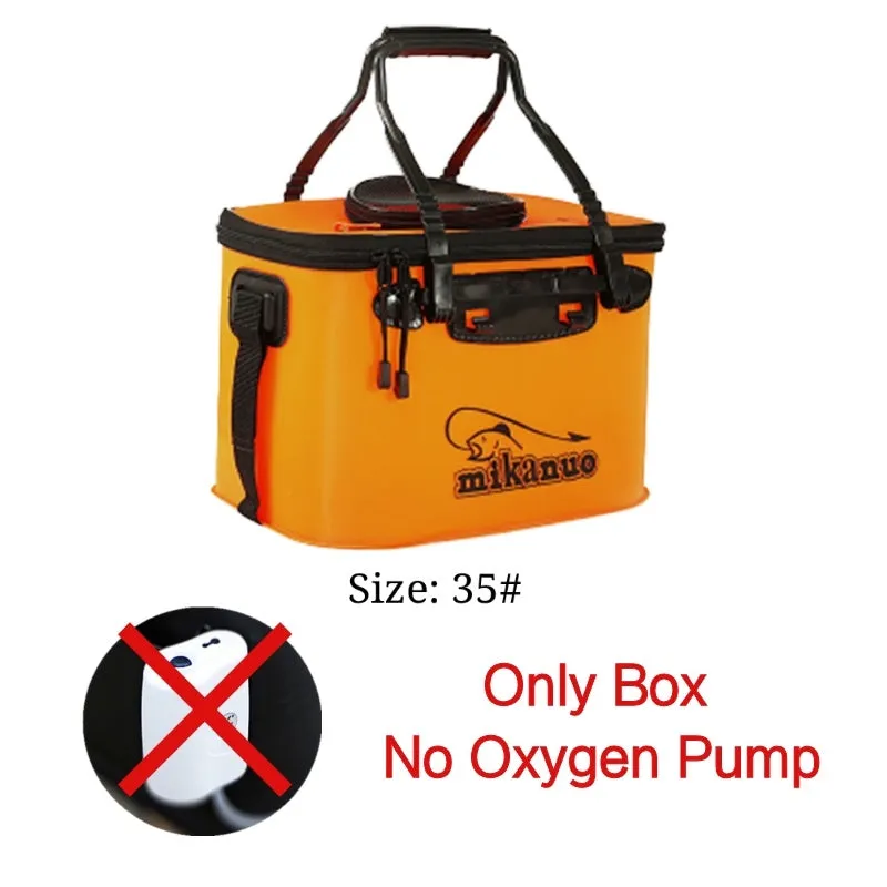 EVA portable fishing bag folding live fish box in black with thick nylon zipper