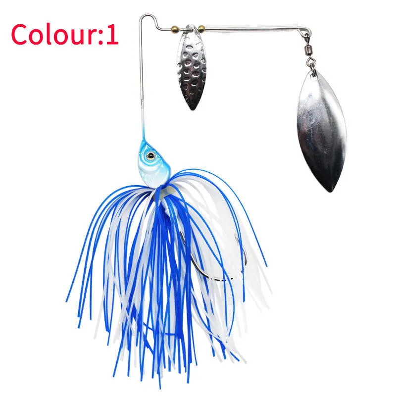 Composite sequin sea fishing lure with tassel beard in blue and white colour, 17g weight