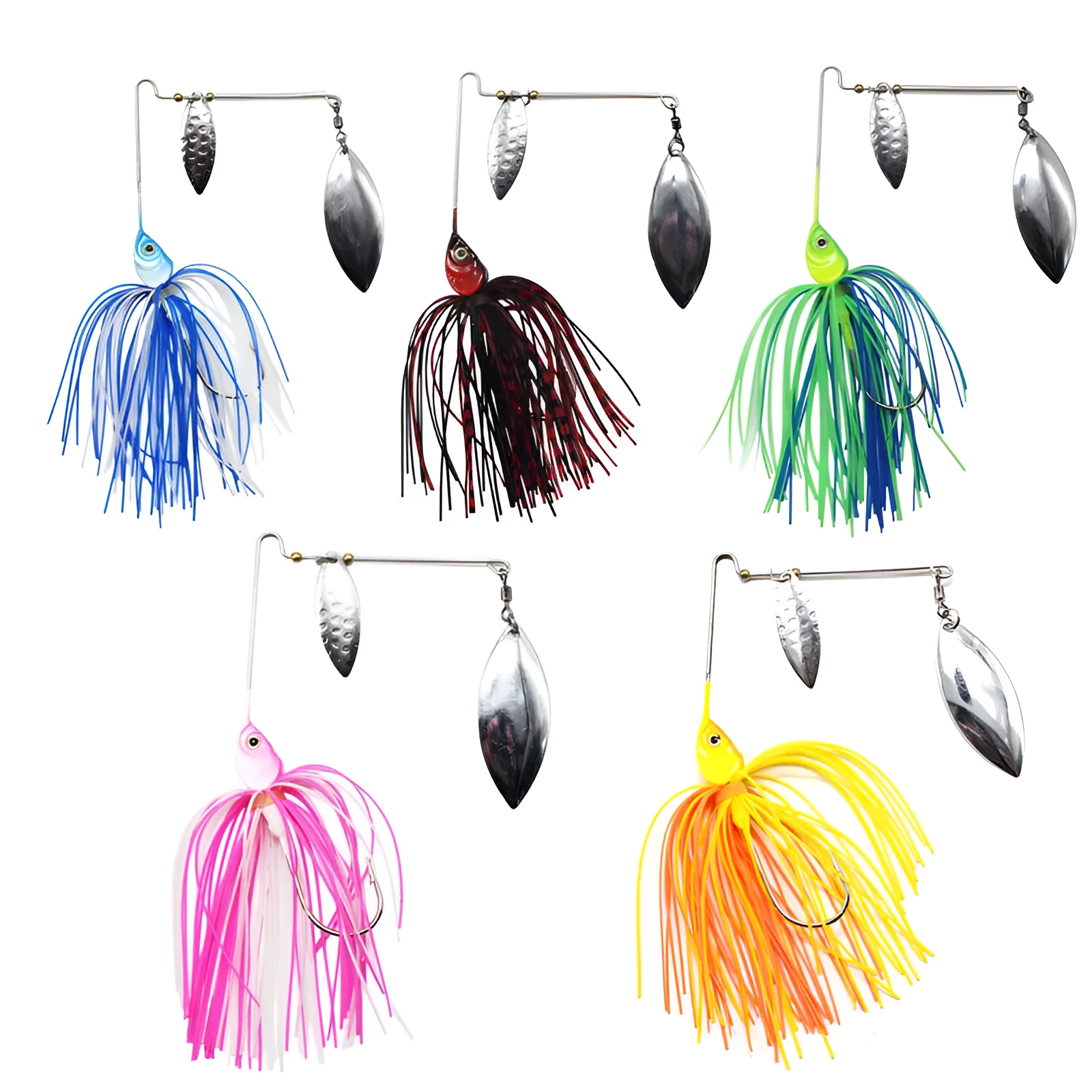 Composite sequin sea fishing lure with tassel beard in blue and white colour, 17g weight